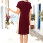 Bordo renkli, yan kısımları bej garnili, kısa kollu ve diz boyu modal elbise.