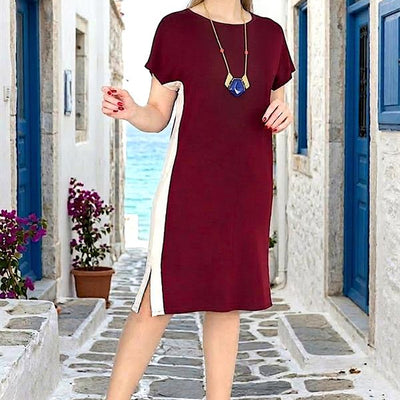 Bordo Garnili Modal Elbise