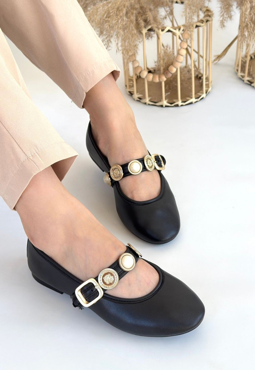 Atnis Siyah Cilt Babet Ayakkabı