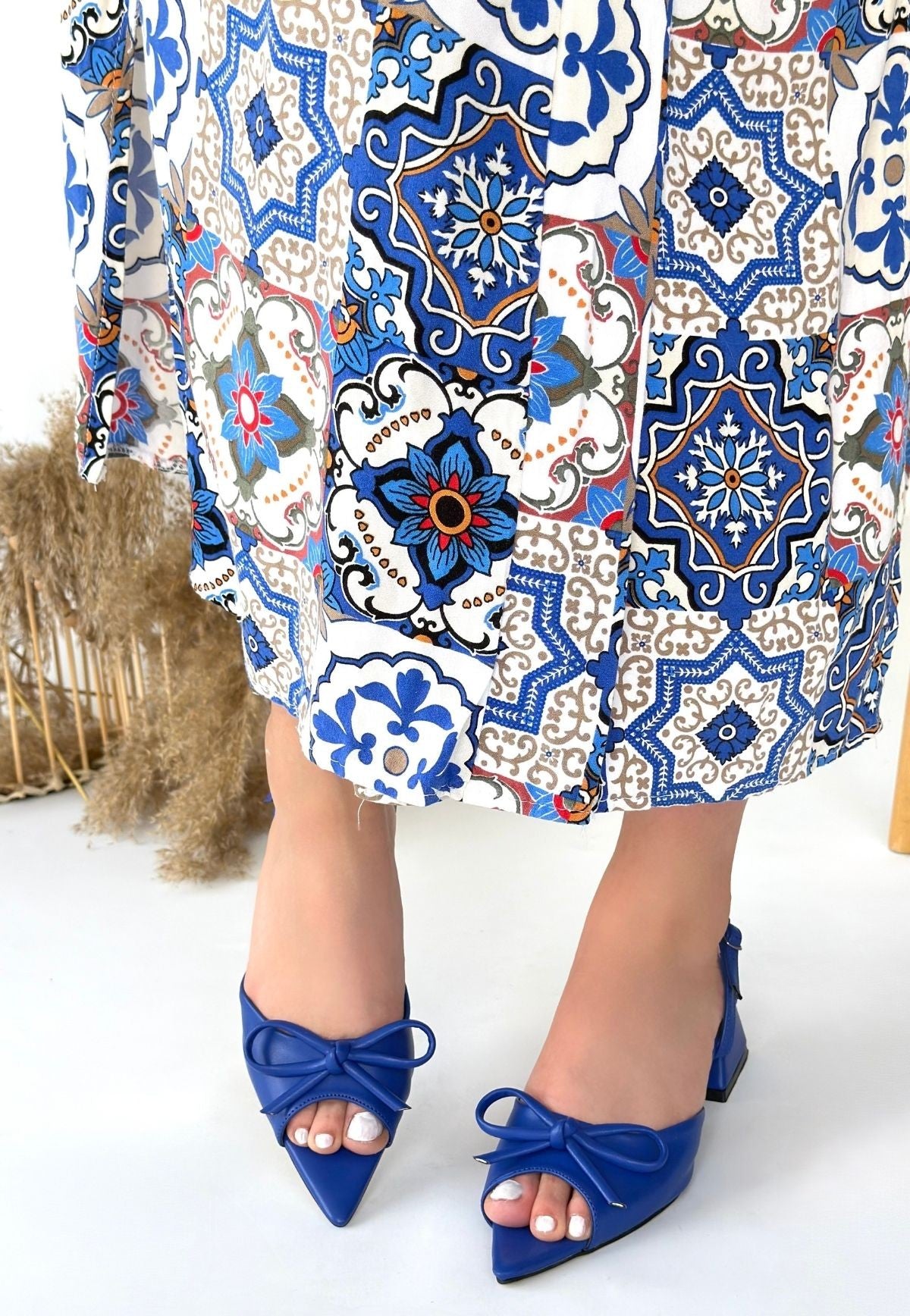 Lotta Mavi Cilt Topuklu Ayakkabı