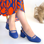 Jecci Mavi Cilt Topuklu Ayakkabı