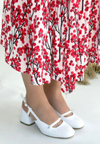 Jecci Beyaz Cilt Topuklu Ayakkabı