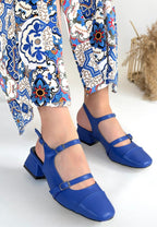 Doran Mavi Cilt Topuklu Ayakkabı