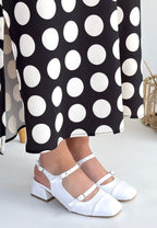 Doran Beyaz Cilt Topuklu Ayakkabı