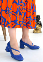 Kier Mavi Cilt Topuklu Ayakkabı