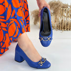 Lucky Mavi Cilt Topuklu Ayakkabı