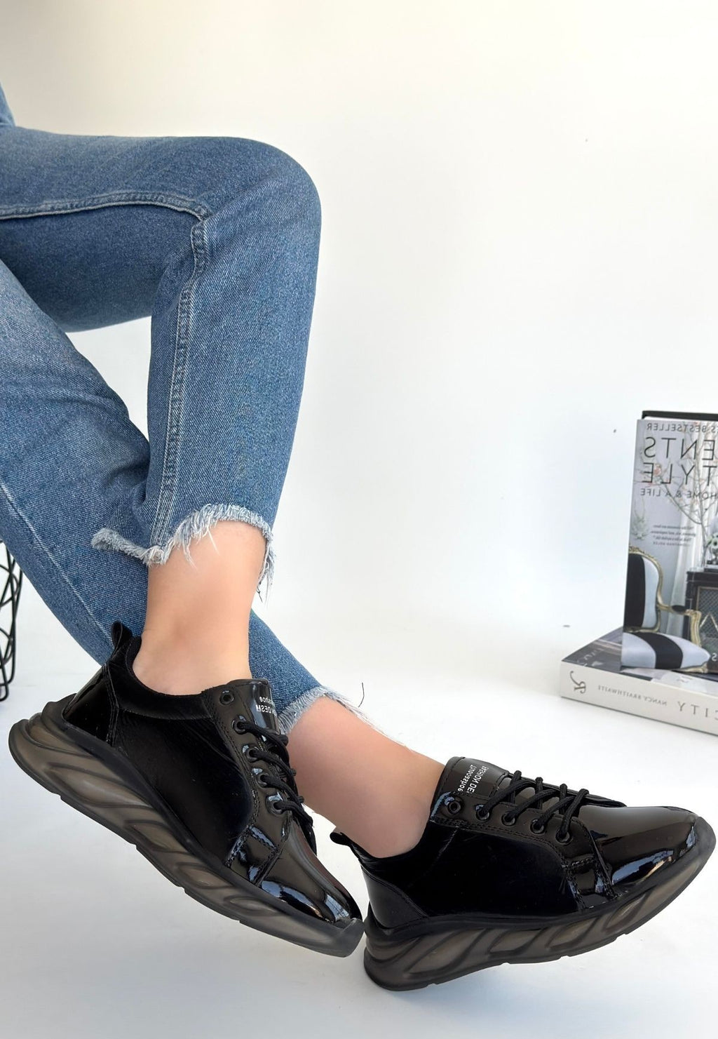 Piona Siyah Rugan Gri Tabanlı Spor Ayakkabı