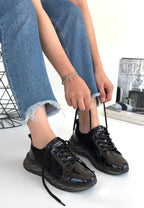 Piona Siyah Rugan Gri Tabanlı Spor Ayakkabı