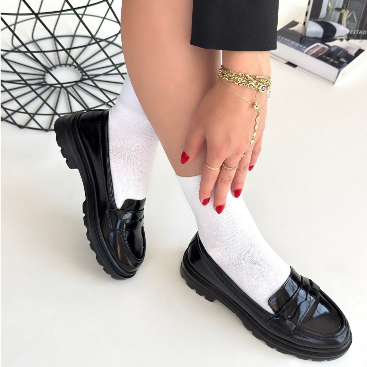 Narli Siyah Rugan Oxford Ayakkabı