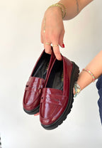 Narli Bordo Rugan Oxford Ayakkabı