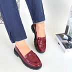 Narli Bordo Rugan Oxford Ayakkabı