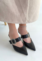 Yote Siyah Cilt Topuklu Terlik