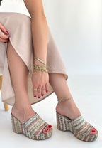 Tlay Kilim Desenli Dolgu Topuk Terlik