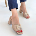 Erew Bej Cilt Topuklu Terlik