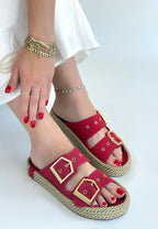 İces Kırmızı Nubuk Terlik