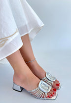 Anca Gümüş Rugan Topuklu Terlik