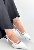 Darina Beyaz Cilt Topuklu Ayakkabı