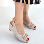 Mamba Bej Cilt Dolgu Topuk Ayakkabı