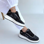 Hawer Siyah Cilt Bağcıklı Spor Ayakkabı