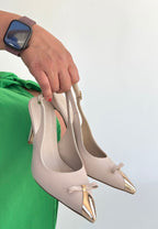 Joye Bej Cilt Topuklu Ayakkabı