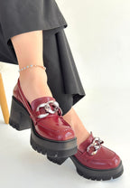 Winar Bordo Rugan Doldu Topuk Ayakkabı