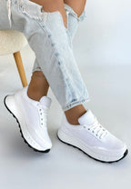 Edva Beyaz Cilt Bağcıklı Spor Ayakkabı