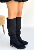 Winda Siyah Süet Körüklü Çizme