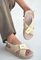 Cate Bej Hasır Cilt Sandalet