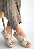 Cate Bej Hasır Cilt Sandalet