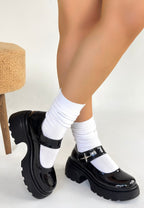 Siyat Siyah Rugan Dolgu Topuk Oxford Ayakkabı