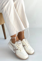 Zlay Bej Cilt Vizon Detaylı Bağcıklı Spor Ayakkabı