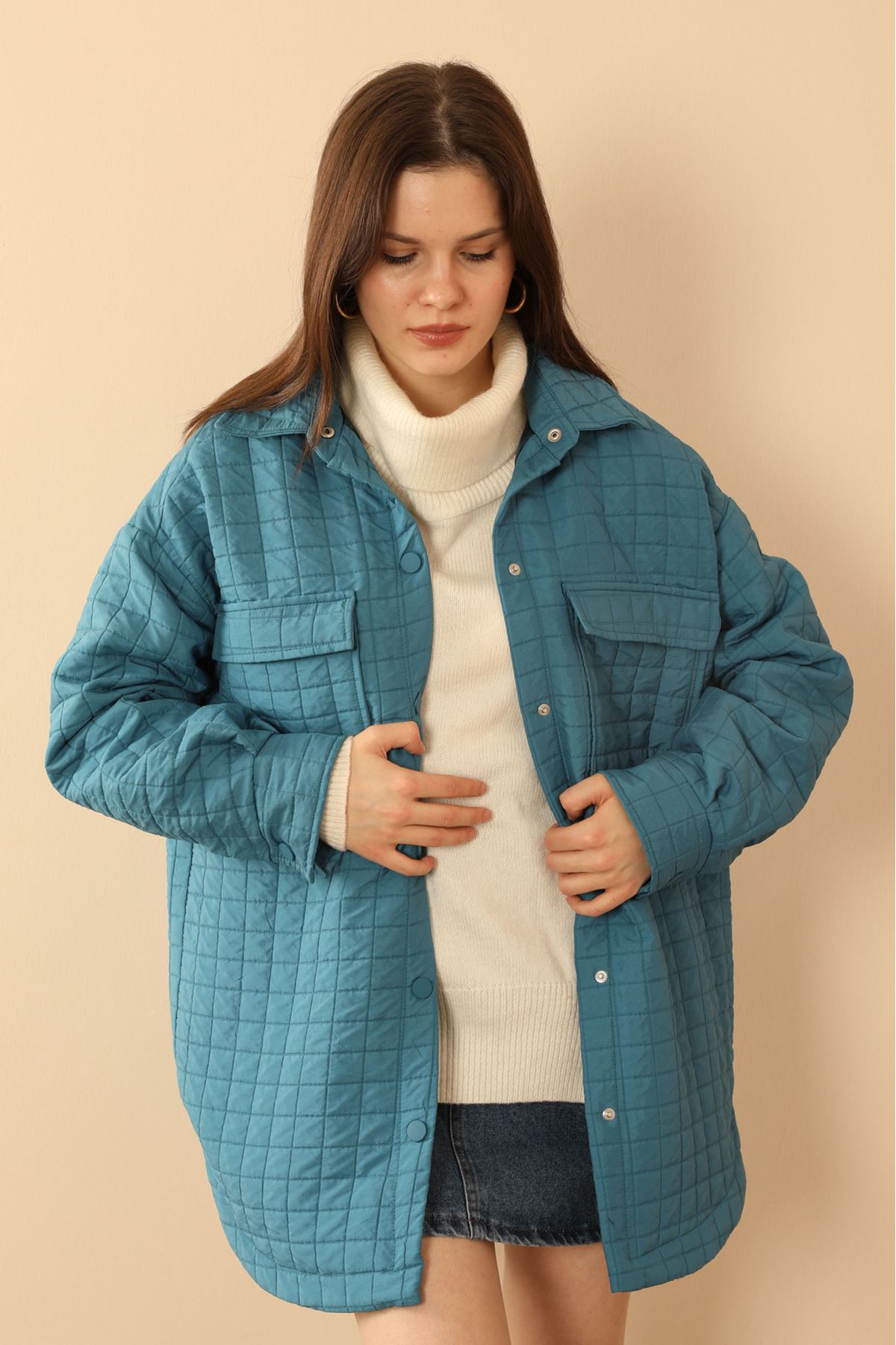 Jakar%20Kumaş%20Büyük%20Kare%20Desen%20Oversize%20Gömlek-İndigo