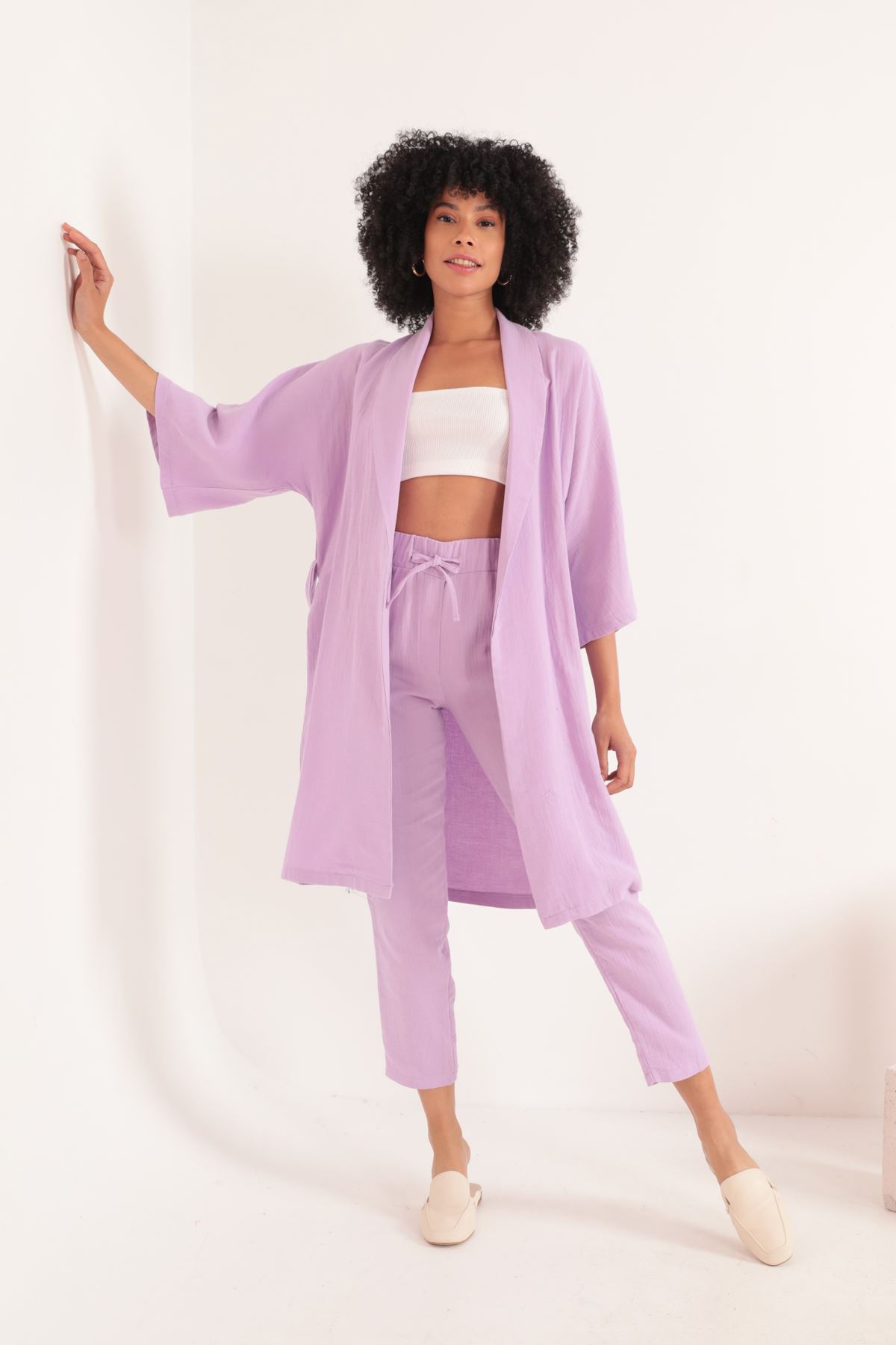 Müslin%20Kumaş%20Oversize%20Kadın%20Kimono-Lila