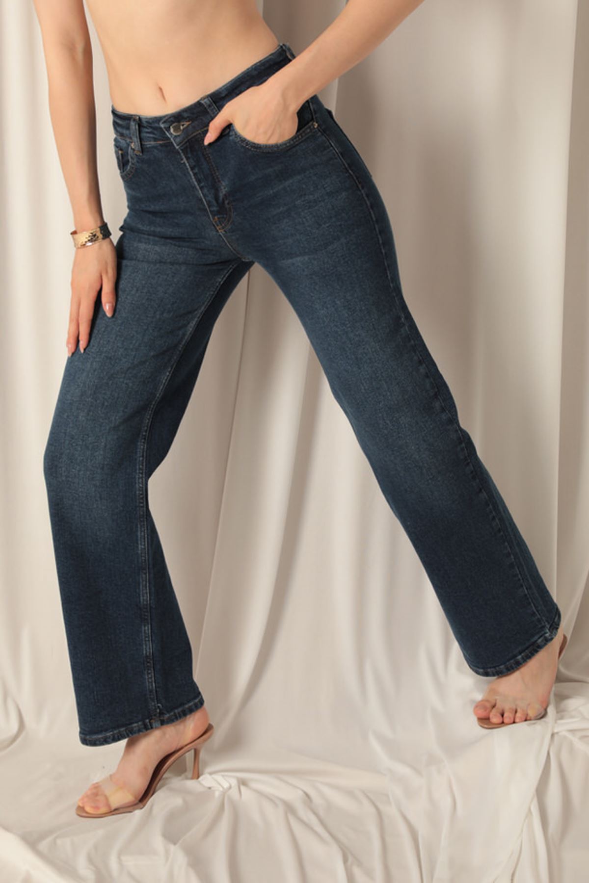 Denim%20Kumaş%20Wide%20Leg%20Kadın%20Lacivert%20Kot%20Pantolon