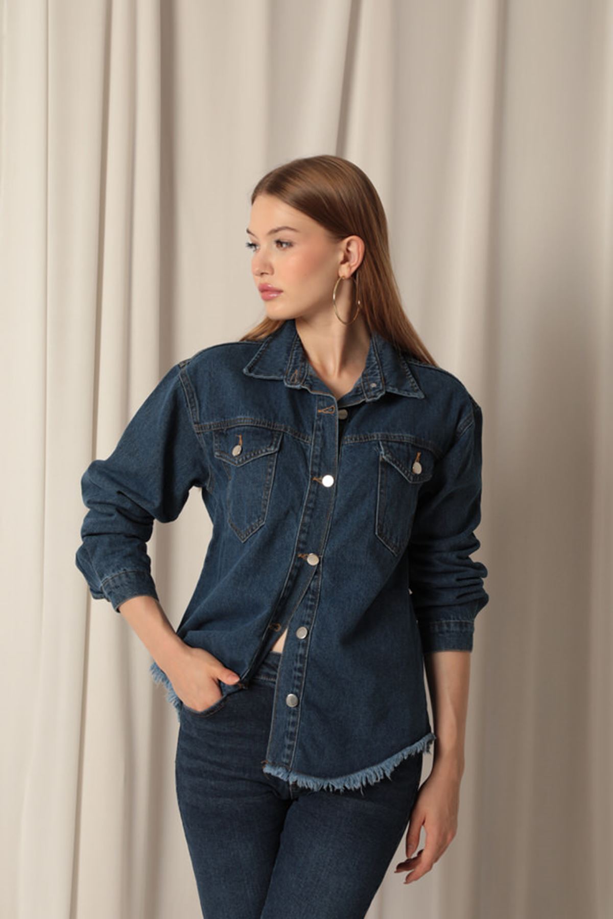 Denim%20Kumaş%20Cep%20Detay%20Püsküllü%20Kadın%20Mavi%20Kot%20Ceket