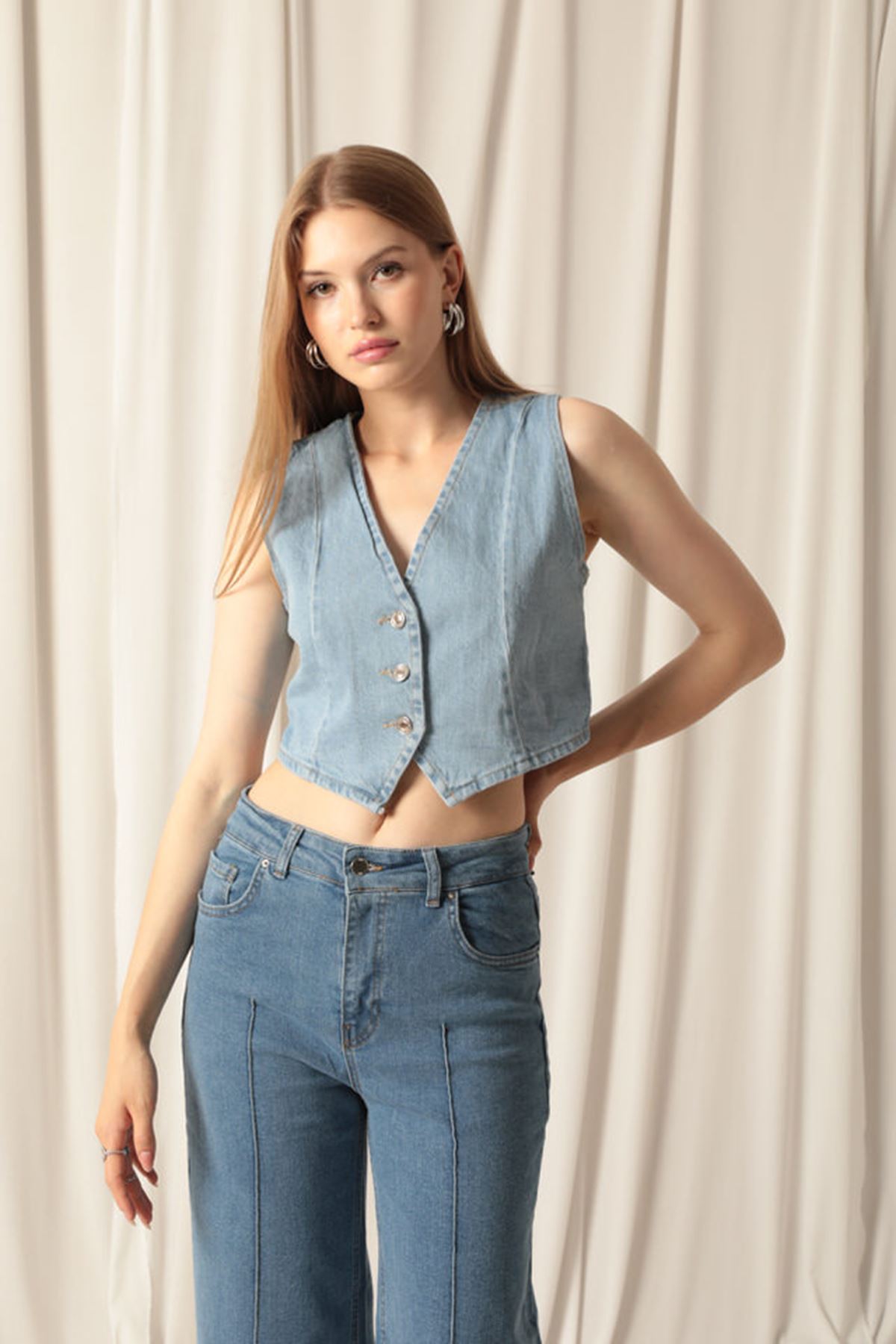 Denim%20Kumaş%20Kadın%20Mavi%20Kot%20Yelek