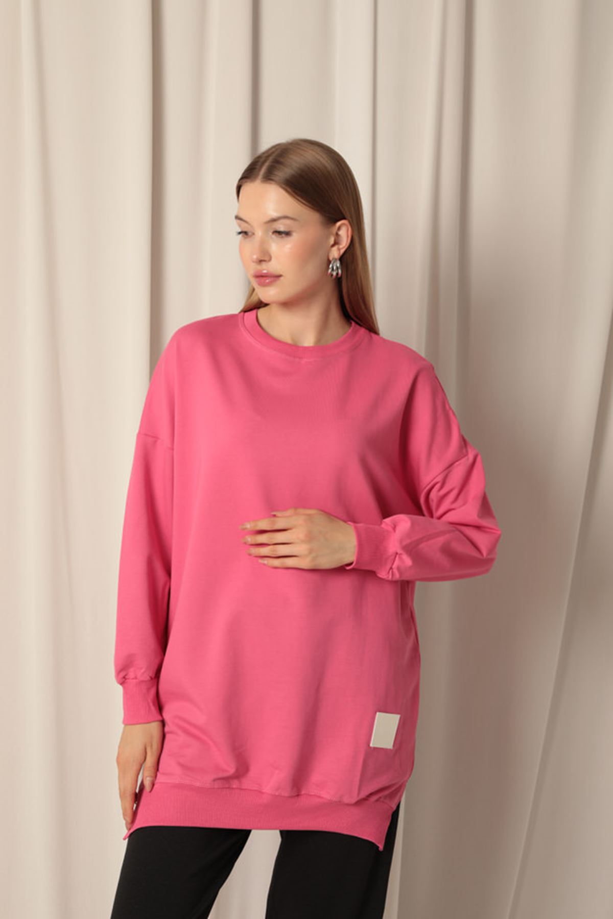 İki%20İplik%20Kumaş%20Armalı%20Kadın%20Pembe%20Tunik%20Sweat