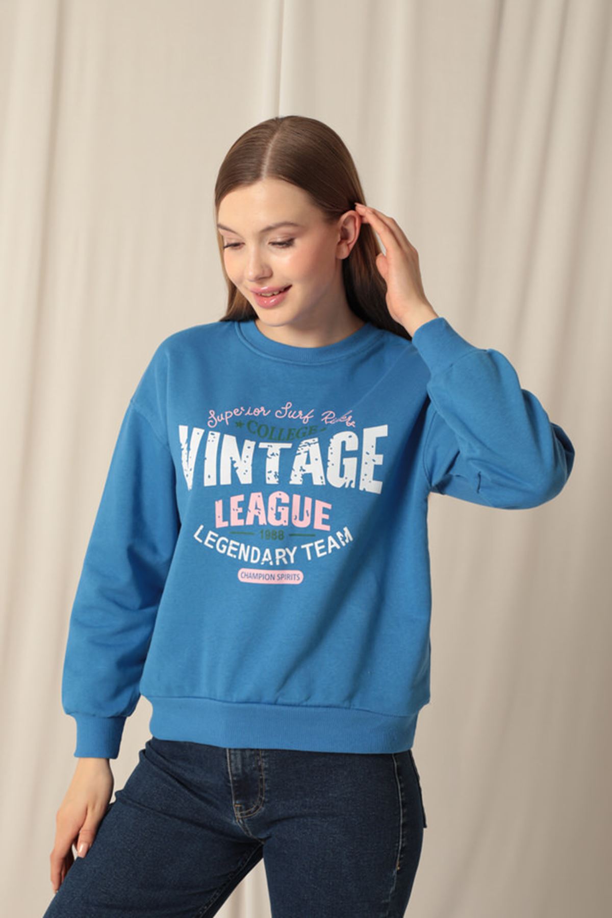 Üç%20İplik%20Kumaş%20Vintage%20Baskılı%20Kadın%20Mavi%20Sweat