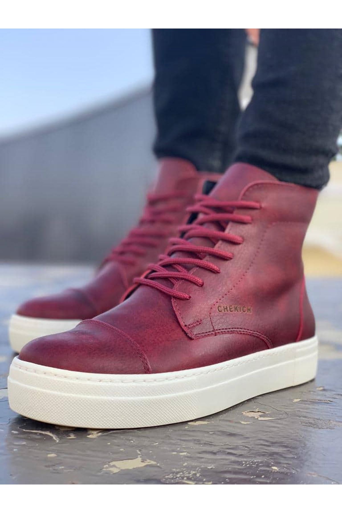 CH029%20CBT%20Vulcanized%20Lace%20Up%20Erkek%20Bot%20BORDO