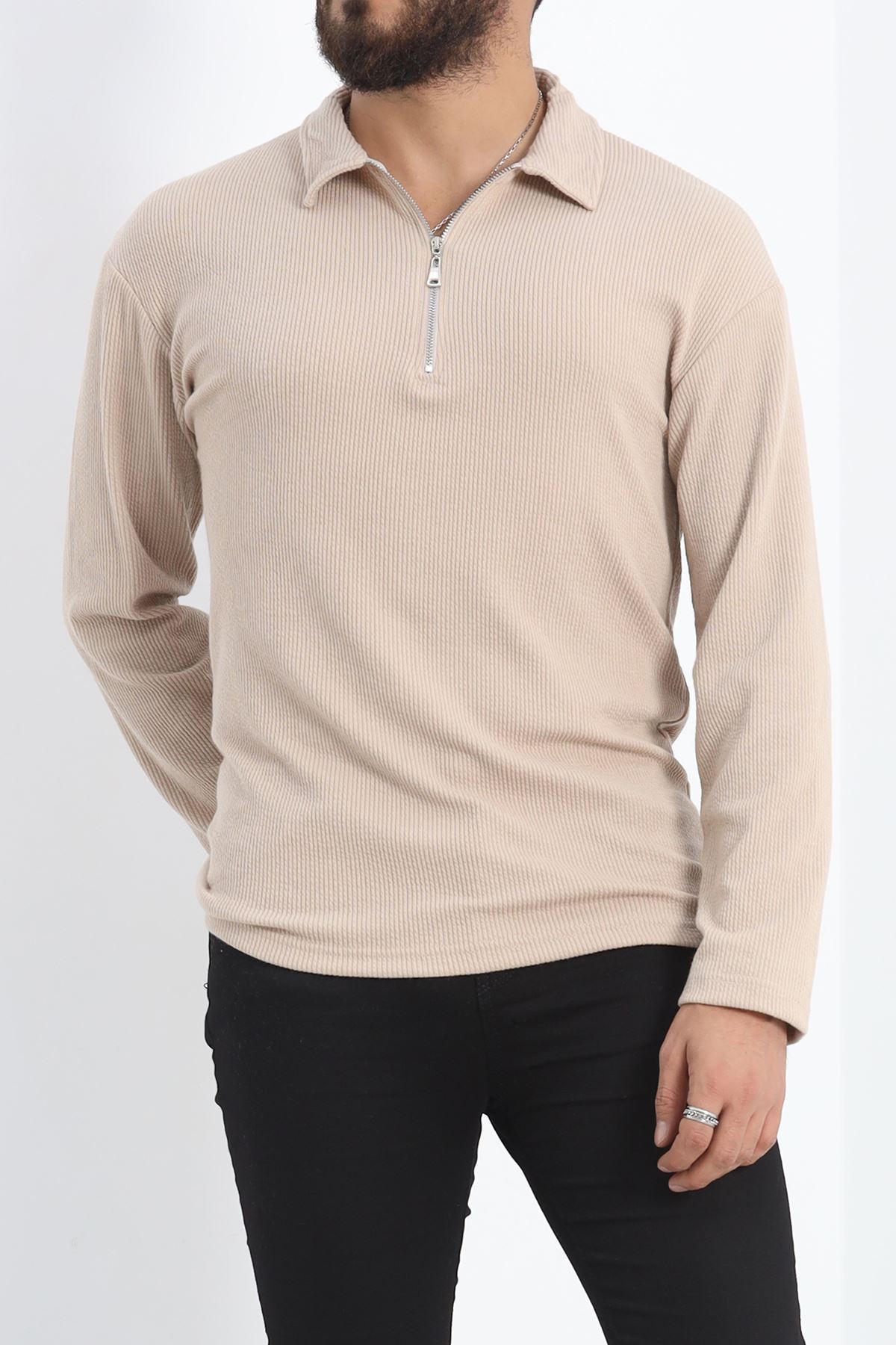 Polo%20Yaka%20Fermuarlı%20Erkek%20Sweatshirt%20Taş%20-%2020128.1874.