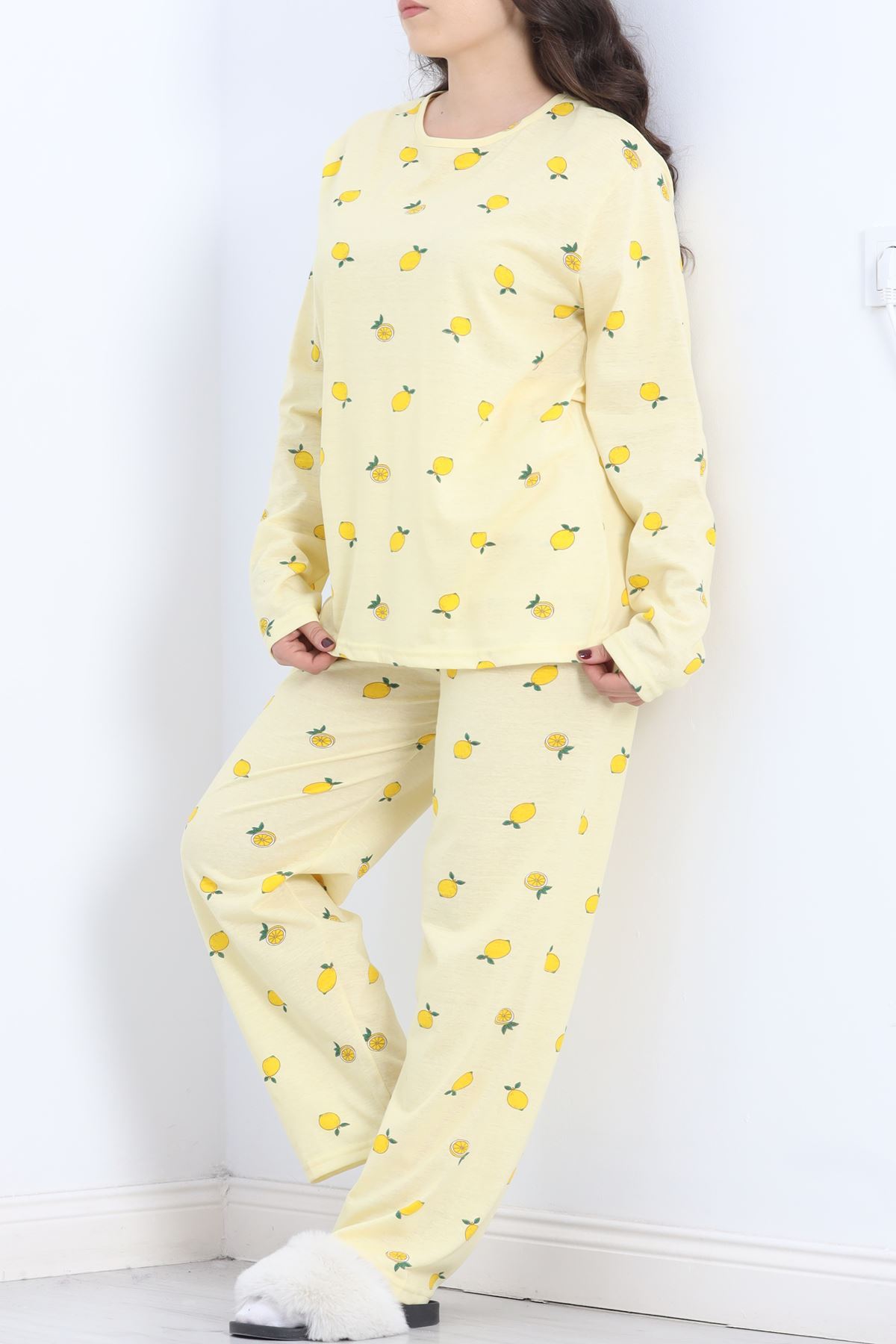 Bisiklet%20Yaka%20Battal%20Pijama%20Takımı%20Limonsarı%20-%20776.1287.