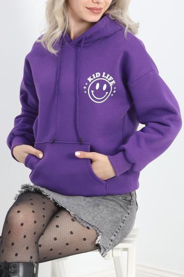 Baskılı Unisex Sweat Mor - 20071.1878.