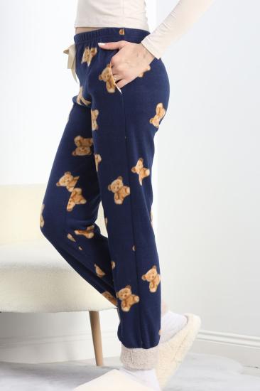 Paçası Peluşlu Polar Cepli Pijama Altı Lacivert - 20581.1287.