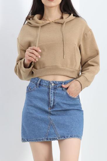 Şardonlu Oversize Crop Sweat Sütlükahve - 21391.200.